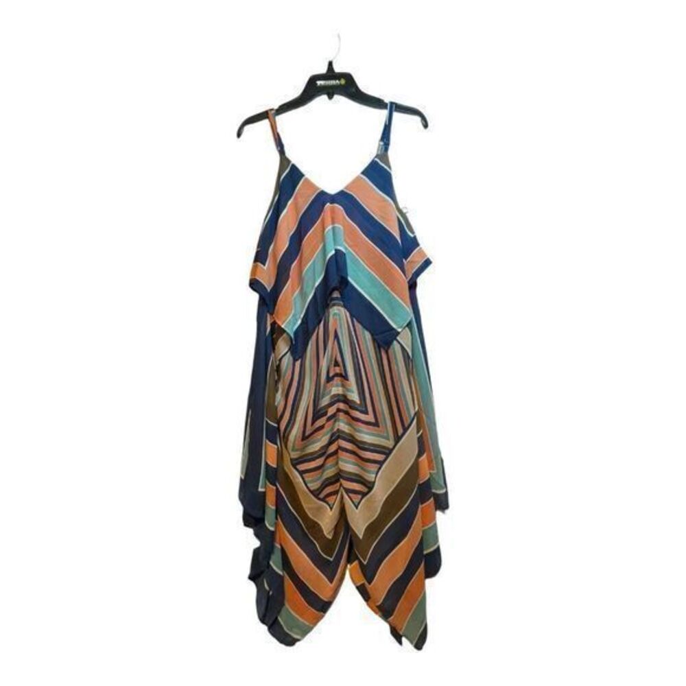 Luxology Womens Boho Retro Print Hankerchief Sleeveless Sundress Size Small